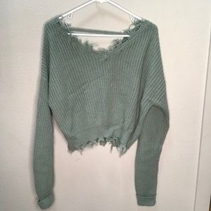 Rue21 Green distressed knit Sweater